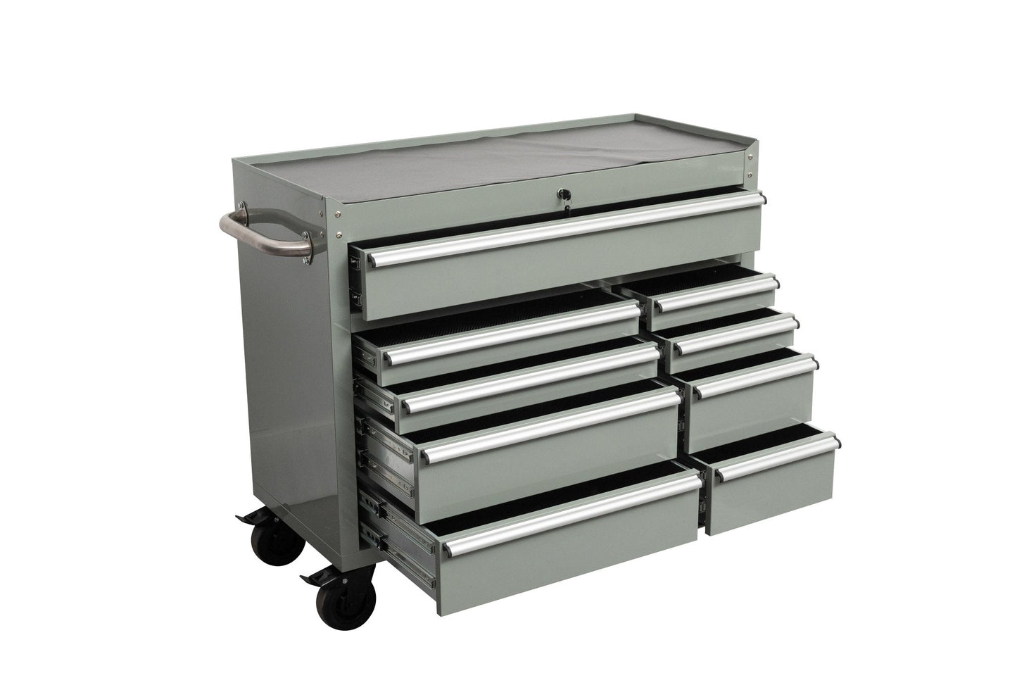 42" 9 - Drawer Rolling Tool Bench – Heavy - Duty Garage Storage Cabinet in Matte Black Finish - with Dark Blue | Sold by Uncle Wiener's Wholesale