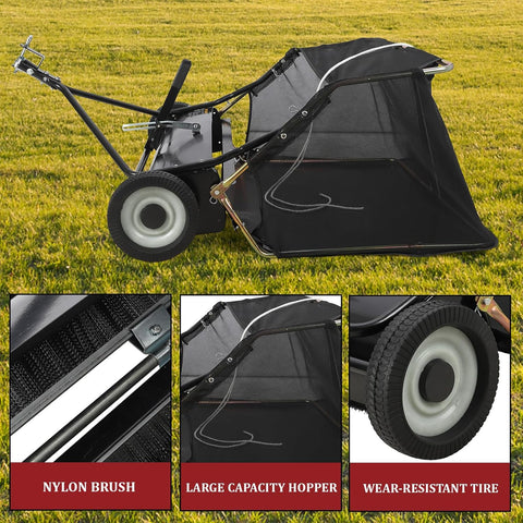 42" Tow - Behind Lawn Sweeper for Tractors – 12.9 cu.ft Hopper, 10" Brush, Solid Wheels GT1108 - with | Sold by Uncle Wiener's Wholesale