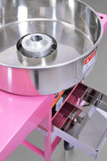 Pink Candy Floss Machine with Dome Cover – Front View

Commercial Cotton Candy Machine – Close-Up of Controls

Candy Floss Cart with Wheels – Party Setup

Dome Cover Cotton Candy Maker – Rear View

Pink Cotton Candy Machine in Use – Carnival Event