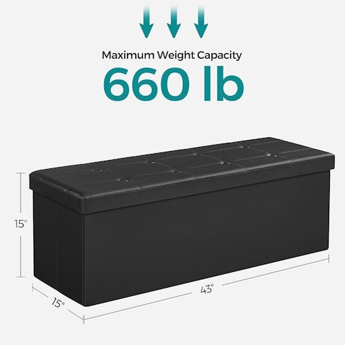 43" Folding Storage Ottoman Bench Footrest Padded Seat ULSF701 - with | Sold by Uncle Wiener's Wholesale