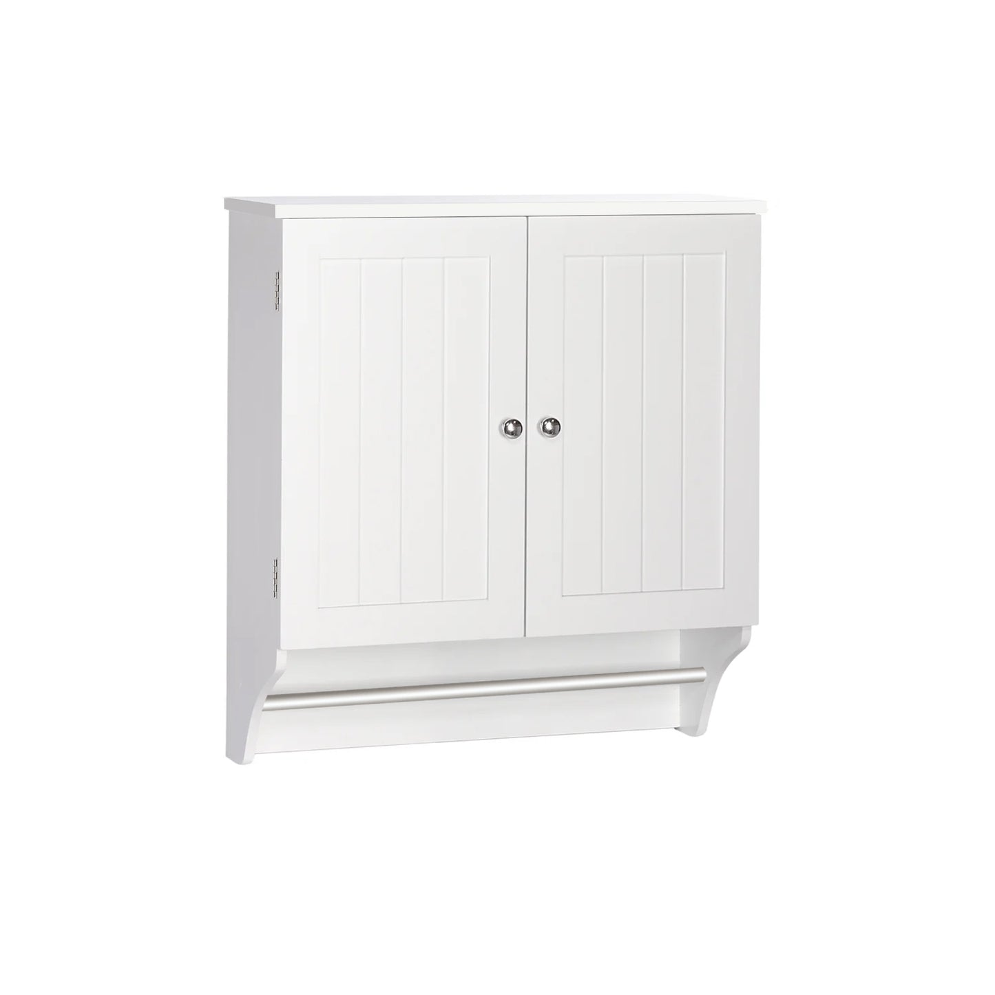 2 Door Bathroom Medicine Cabinet Wall Mounted Storage with Towel Bar White / Grey