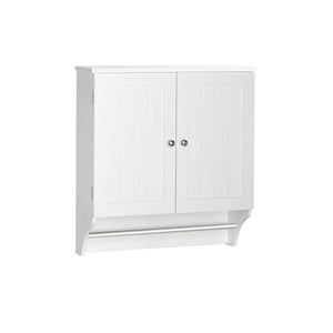 2 Door Bathroom Medicine Cabinet Wall Mounted Storage with Towel Bar White / Grey