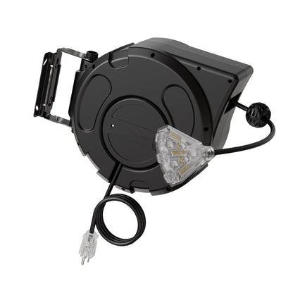 45FT 12AWG – 15A Retractable Extension Cord Reel with 3 Lighted Outlets - with Amperage 13A | Sold by Uncle Wiener's Wholesale