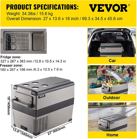 45L Portable Car Refrigerator Freezer – LG Compressor, 12V/110V Dual Zone RV Fridge 448423 - with | Sold by Uncle Wiener's Wholesale