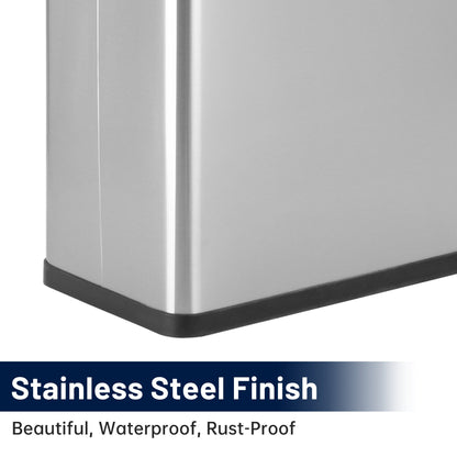 45L Slim Stainless Steel Pedal Trash Can with Inner Bucket Soft - Close AMTC45SB - with | Sold by Uncle Wiener's Wholesale