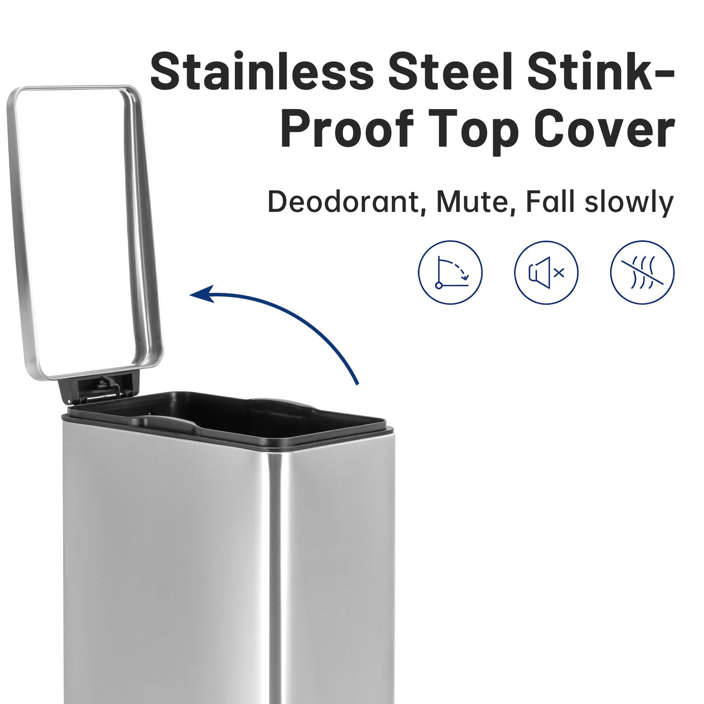 45L Slim Stainless Steel Pedal Trash Can with Inner Bucket Soft - Close AMTC45SB - with | Sold by Uncle Wiener's Wholesale
