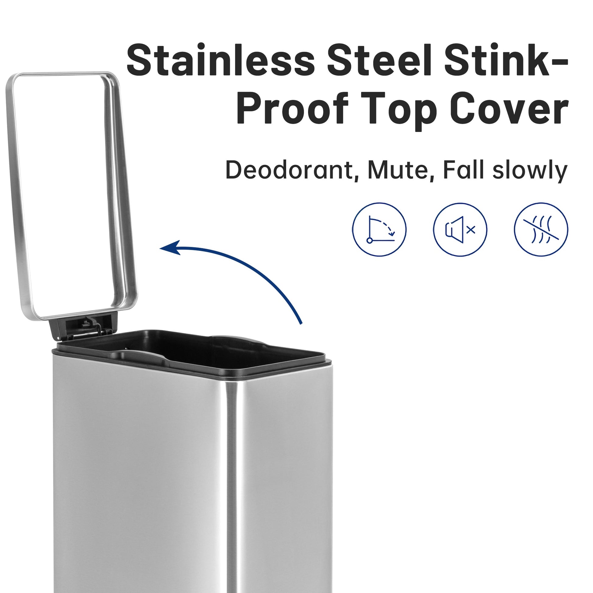 45L Slim Stainless Steel Pedal Trash Can with Inner Bucket Soft - Close AMTC45SB - with | Sold by Uncle Wiener's Wholesale