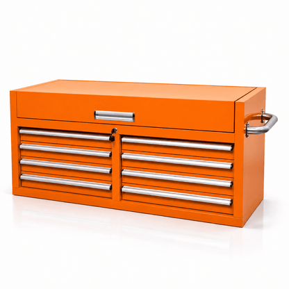 46" Heavy - Duty 8 - Drawer Upper Tool Chest – Steel Workshop Storage Cabinet (Competible with: 46" Rolling Tool Workbench) - Hand Tools with 46" Upper Tool Chest – Orange | Sold by Uncle Wiener's Wholesale