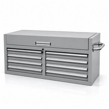 46" Heavy - Duty 8 - Drawer Upper Tool Chest – Steel Workshop Storage Cabinet (Competible with: 46" Rolling Tool Workbench) - Hand Tools with 46" Upper Tool Chest – Cement Gray | Sold by Uncle Wiener's Wholesale
