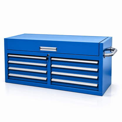 46" Heavy - Duty 8 - Drawer Upper Tool Chest – Steel Workshop Storage Cabinet (Competible with: 46" Rolling Tool Workbench) - Hand Tools with 46" Upper Tool Chest – Blue | Sold by Uncle Wiener's Wholesale