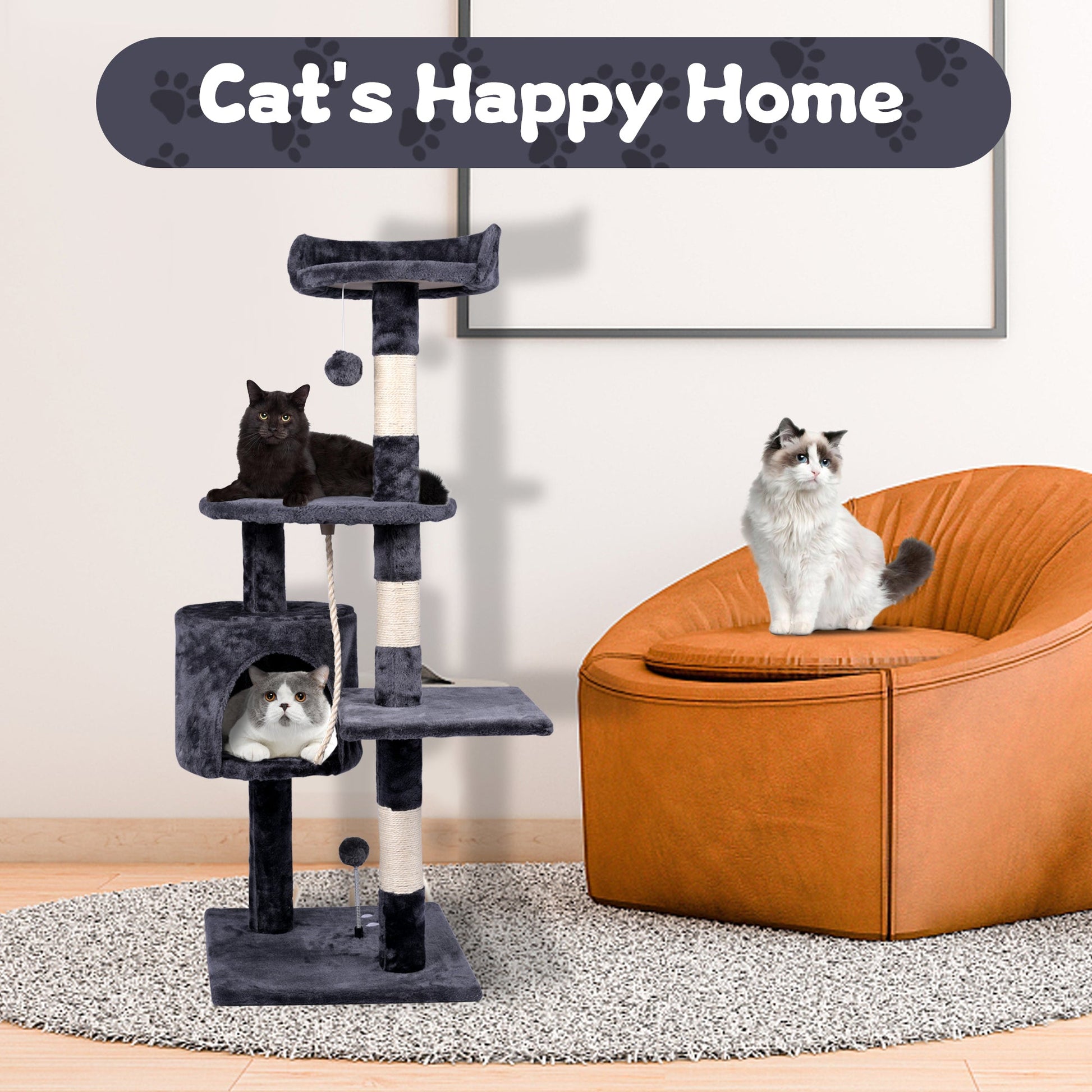 46″ Multi - Level Cat Tree Condo with Scratching Posts & Plush Platforms AMCT08 - with | Sold by Uncle Wiener's Wholesale