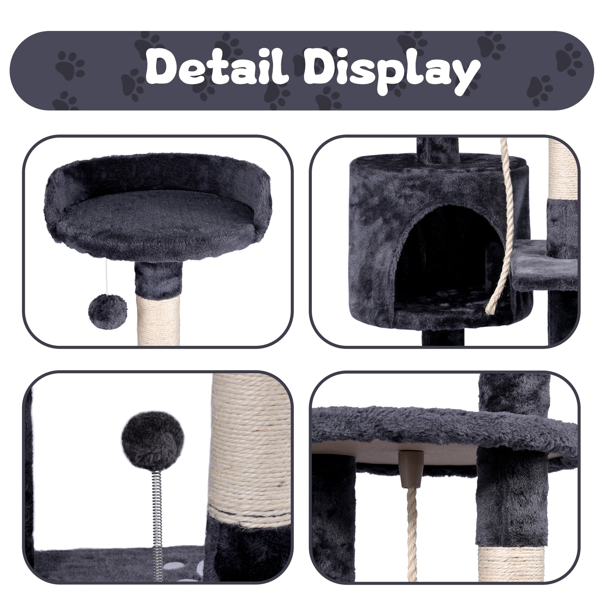 46″ Multi - Level Cat Tree Condo with Scratching Posts & Plush Platforms AMCT08 - with | Sold by Uncle Wiener's Wholesale