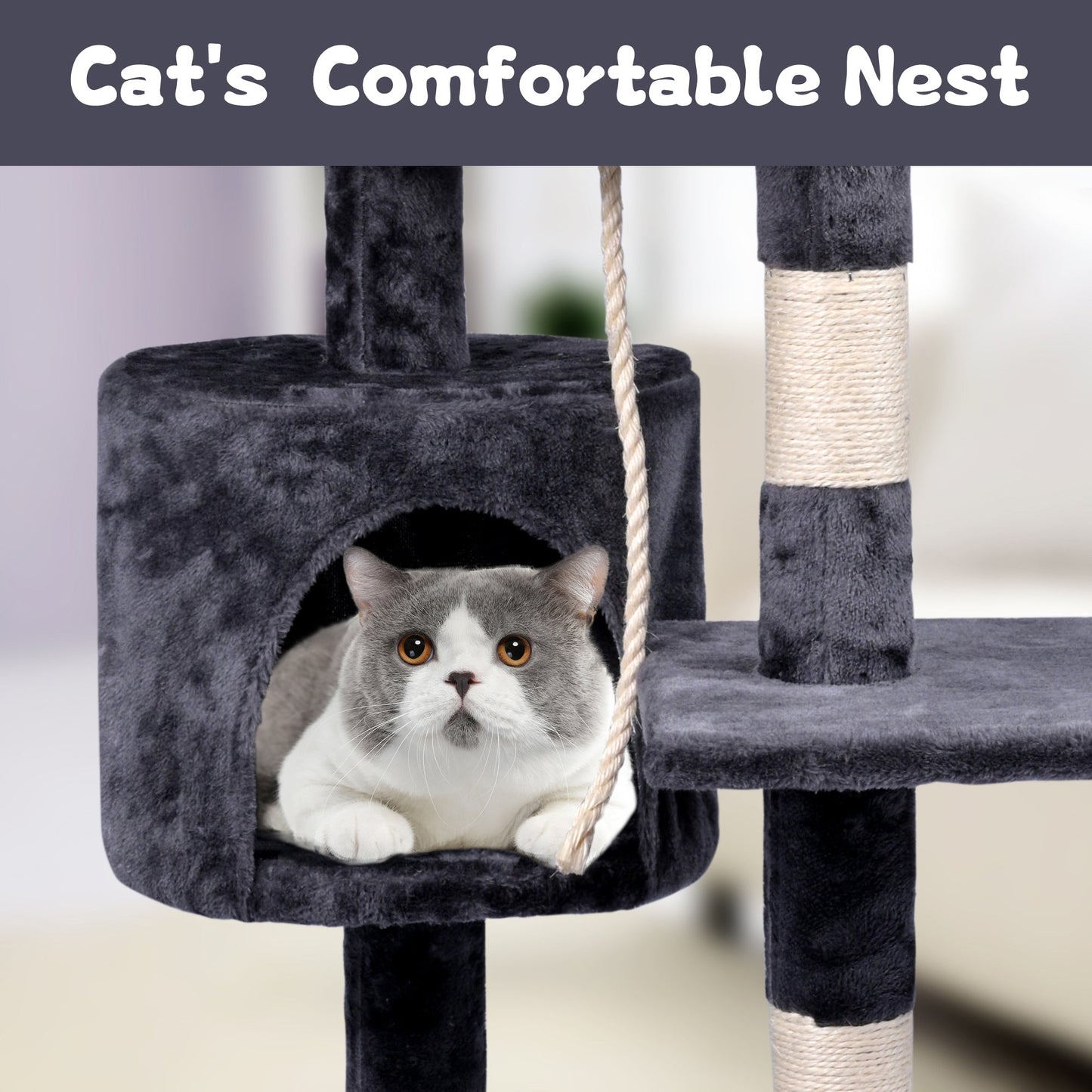 46″ Multi - Level Cat Tree Condo with Scratching Posts & Plush Platforms AMCT08 - with | Sold by Uncle Wiener's Wholesale