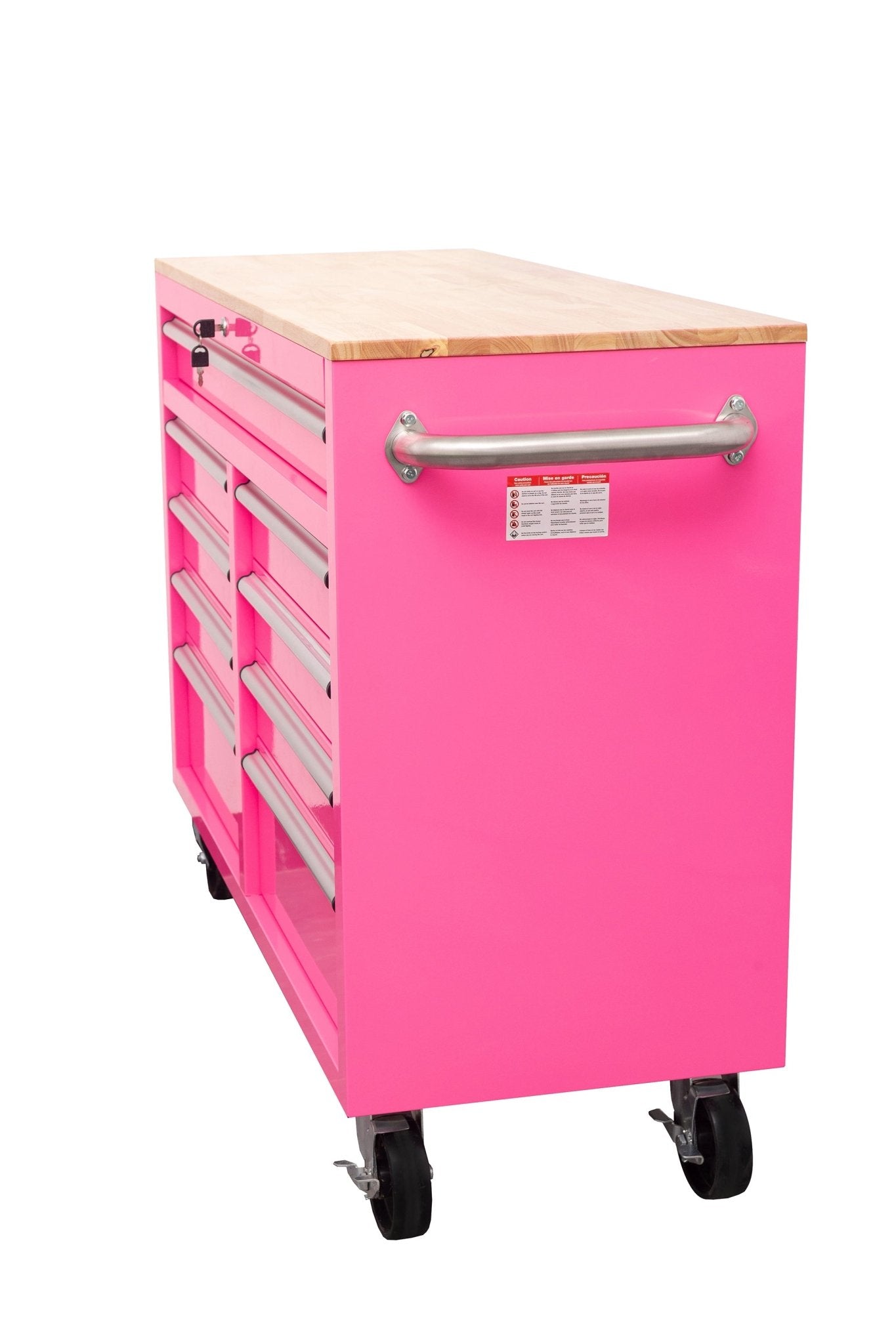 46" Rolling Tool Workbench – Heavy - Duty Mobile Storage Cabinet with 9 Drawers - with Neon Pink | Sold by Uncle Wiener's Wholesale