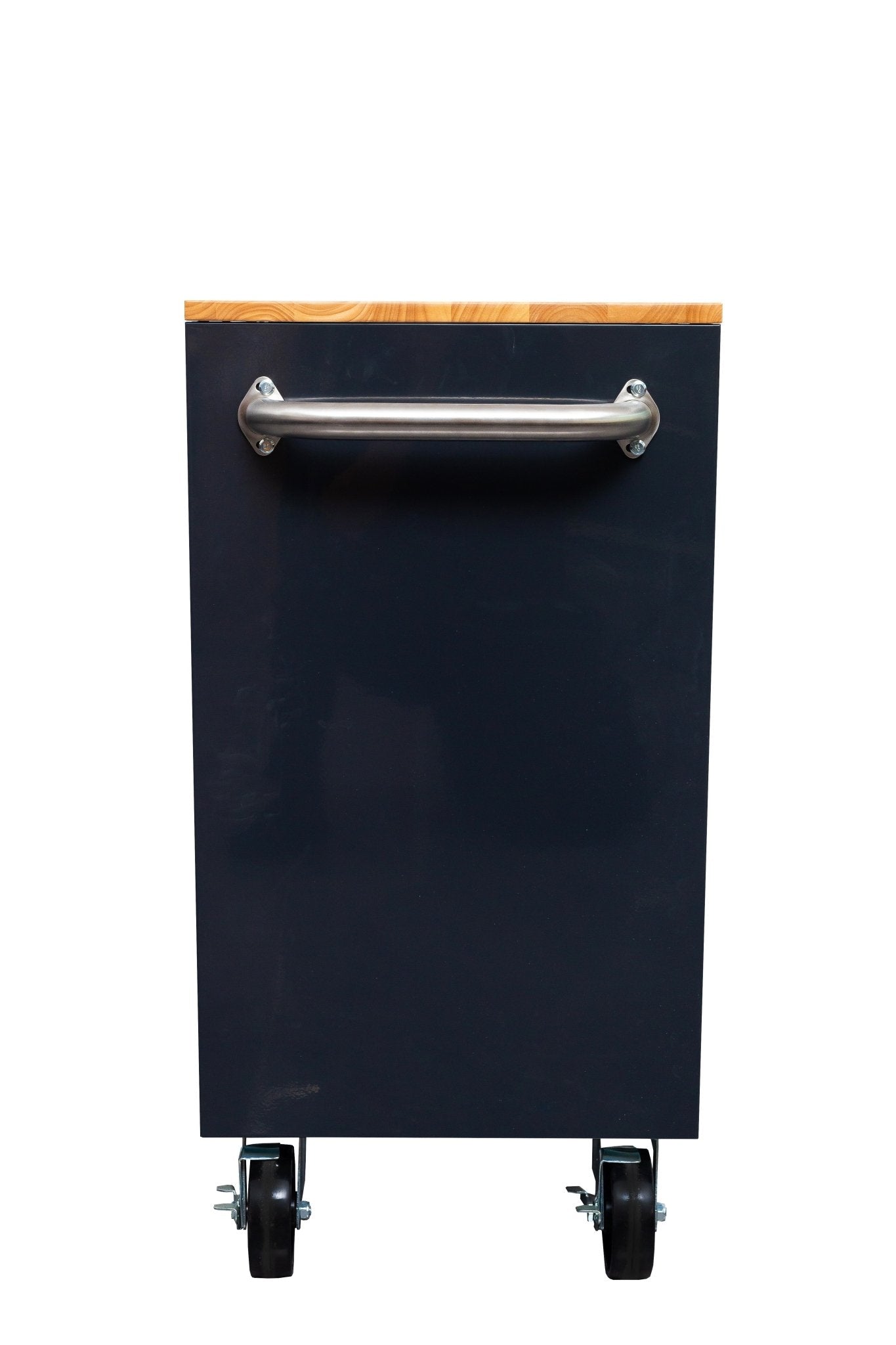 46-inch heavy-duty tool workbench with drawers
Mobile storage cabinet with wood top and wheels
Rolling tool bench in orange and black
Garage workbench with 9 locking drawers