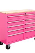 46" Rolling Tool Workbench – Heavy - Duty Mobile Storage Cabinet with 9 Drawers - with Neon Pink | Sold by Uncle Wiener's Wholesale