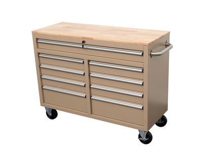 46" Rolling Tool Workbench – Heavy - Duty Mobile Storage Cabinet with 9 Drawers - with Desert Sand | Sold by Uncle Wiener's Wholesale