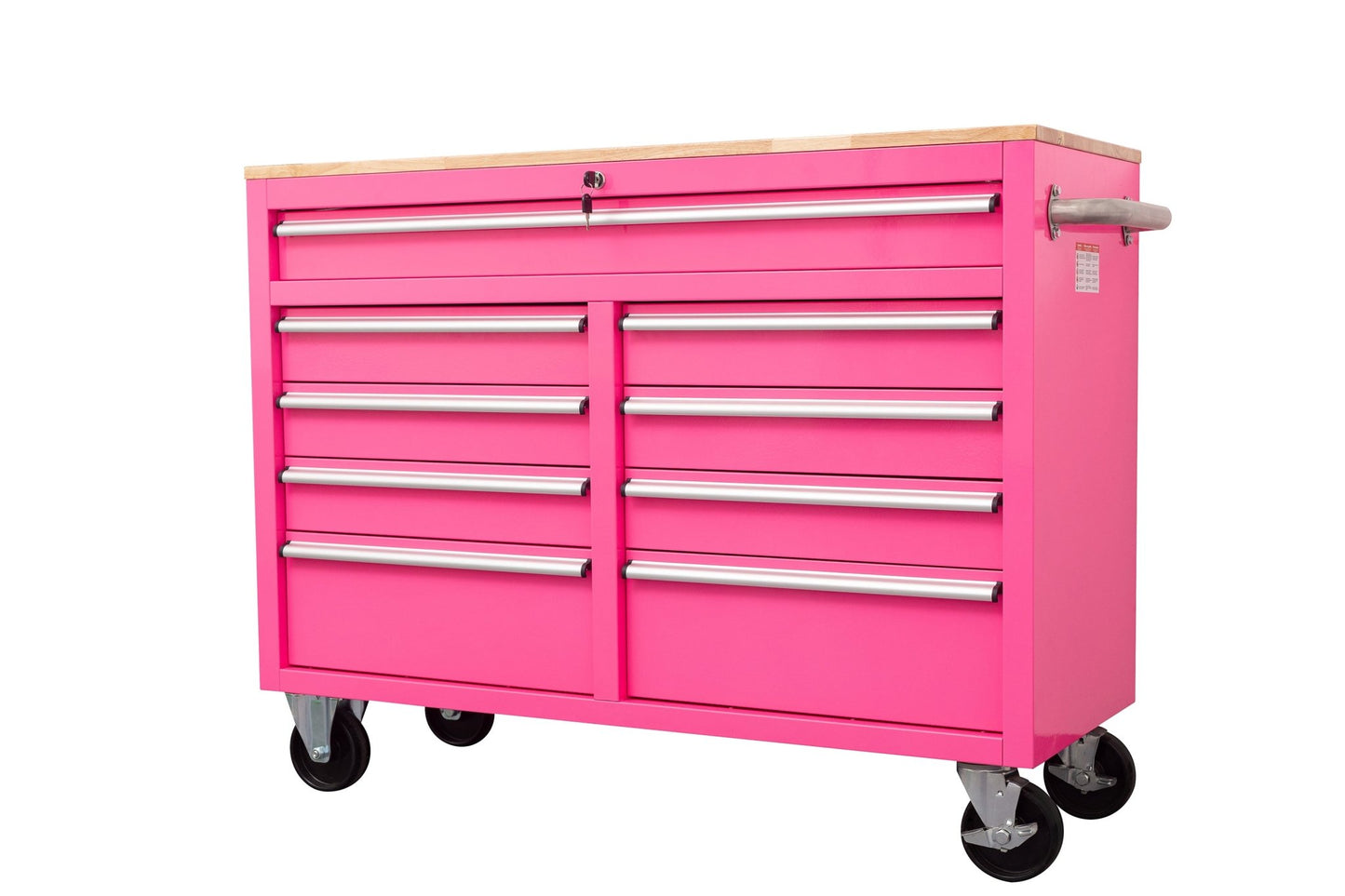 46" Rolling Tool Workbench – Heavy - Duty Mobile Storage Cabinet with 9 Drawers - with Neon Pink | Sold by Uncle Wiener's Wholesale