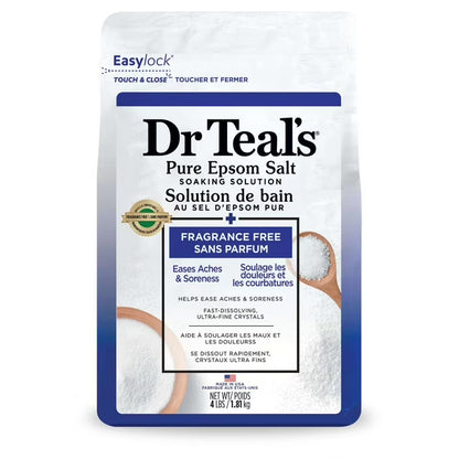 Dr Teal's Pure Epsom Salt Soak Fragrance Free 1.81kg Bath Soak for Muscle Relief