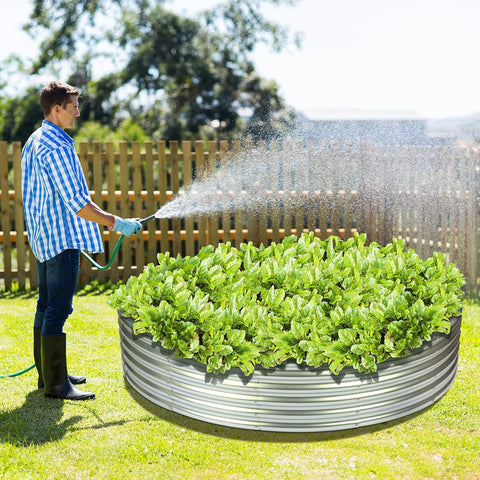 47" Round Metal Raised Garden Bed – Galvanized Steel Circular Planter for Vegetables & Flowers 929523 - with | Sold by Uncle Wiener's Wholesale