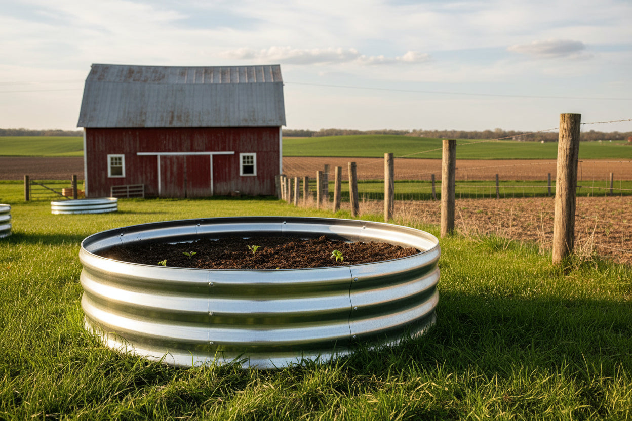 47" Round Metal Raised Garden Bed – Galvanized Steel Circular Planter for Vegetables & Flowers 929523 - with | Sold by Uncle Wiener's Wholesale