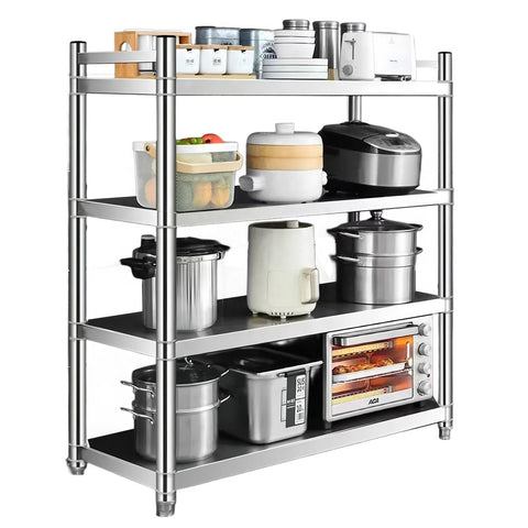 47" Stainless Steel Storage Rack – 4 Shelf Commercial Kitchen Organizer 9938843 - with | Sold by Uncle Wiener's Wholesale