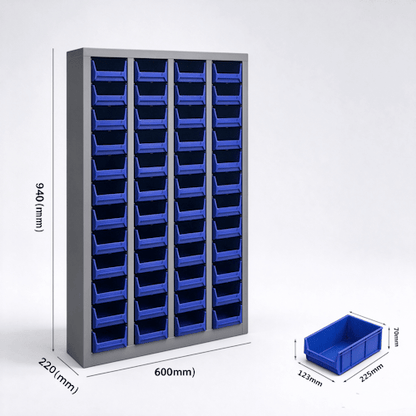 48-Drawer Steel Small Parts Storage Cabinet with Blue Plastic Drawers for Screws, Nuts, Bolts &amp; Hardware A453120D - with | Sold by Uncle Wiener's Wholesale