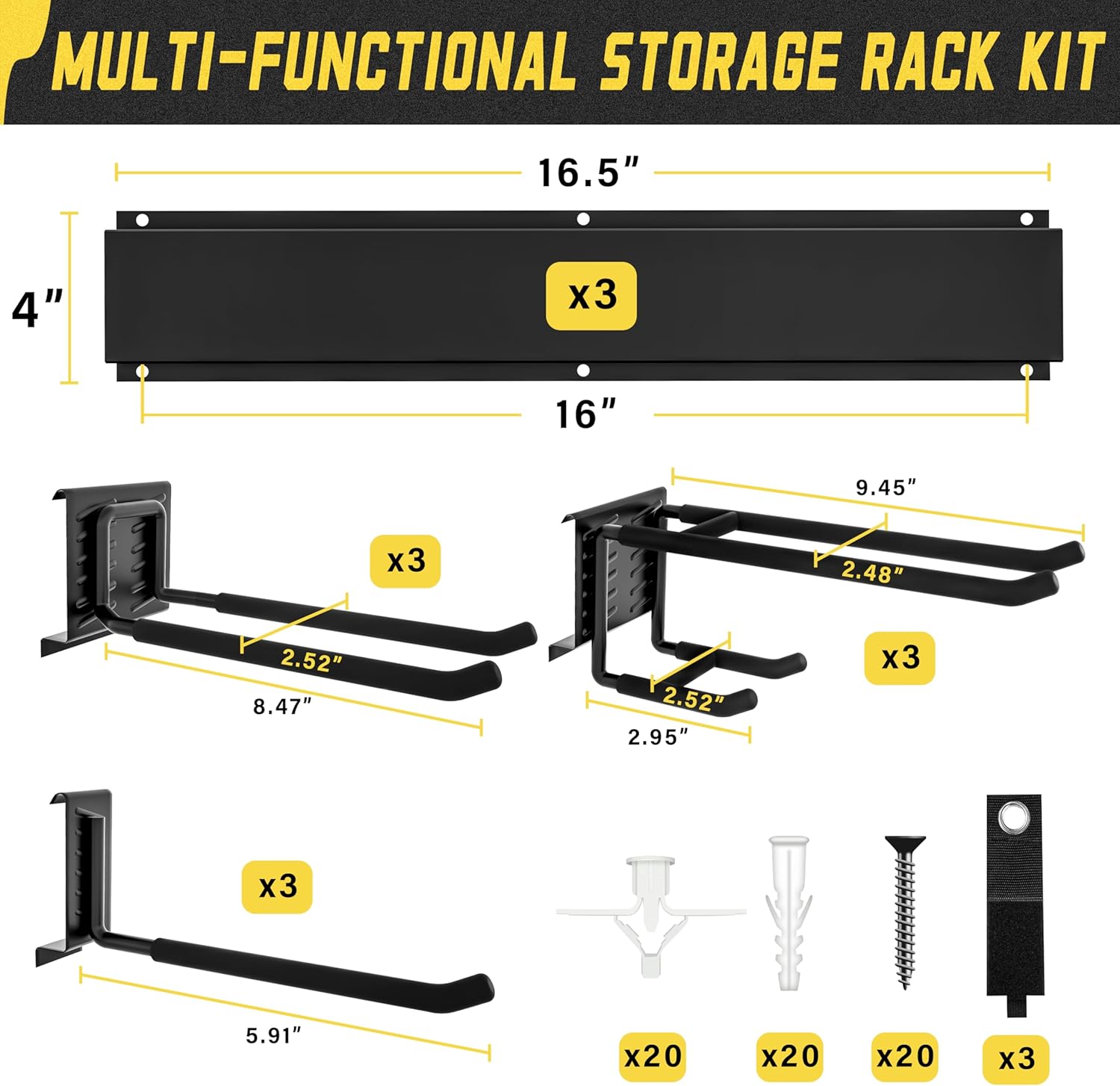 48″ Garden Tool Organizer Wall Rack 15 - Piece Heavy - Duty 675 lb Capacity TO15675 - with | Sold by Uncle Wiener's Wholesale