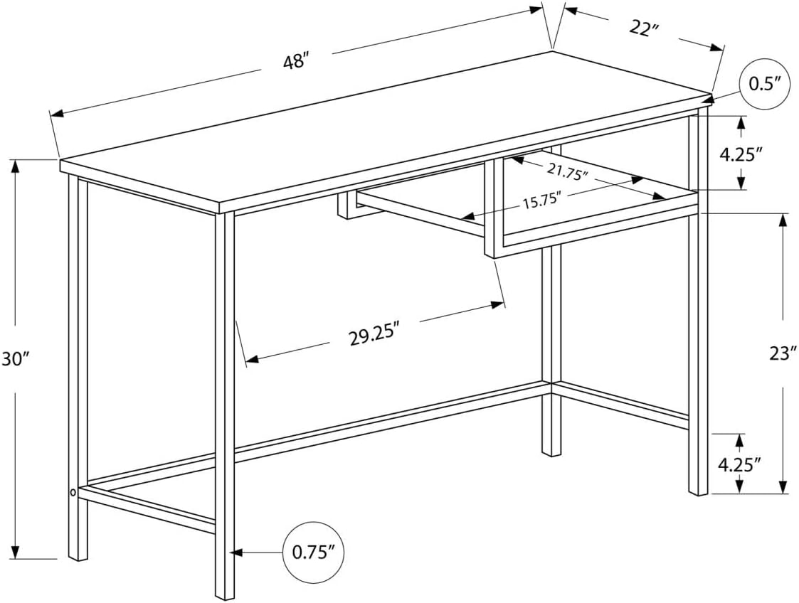 48″ Modern Metal Computer Desk with Storage Cubby – Dark Taupe MDF Office Desk K736D - with | Sold by Uncle Wiener's Wholesale