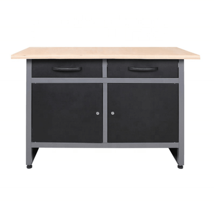 48" x 24" Steel Workbench with 2 Drawers & Double Door Storage Cabinet, 33.5" Height Wooden Top Heavy Duty Garage Bench TC006 - with | Sold by Uncle Wiener's Wholesale