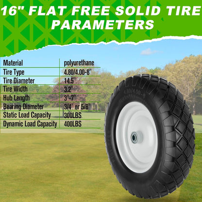 4.80/4.00 - 8 Solid Tire & Wheel Assembly, Flat - Free Utility & Lawn Cart Wheels, 2 Pack – TW4804008S2 - with | Sold by Uncle Wiener's Wholesale