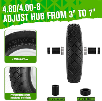 4.80/4.00 - 8 Solid Tire & Wheel Assembly, Flat - Free Utility & Lawn Cart Wheels, 2 Pack – TW4804008S2 - with | Sold by Uncle Wiener's Wholesale