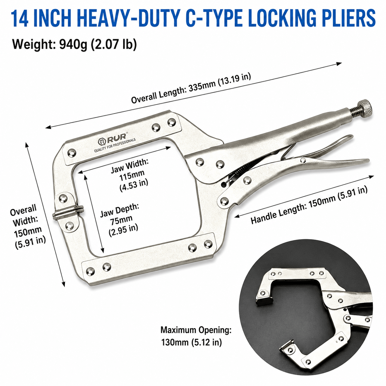 4PCS C-Clamp Locking Pliers Set 6" 9" 11" 14" Heavy Duty Swivel Pad Grip Welding Clamp Tool 4CCLP - with | Sold by Uncle Wiener's Wholesale