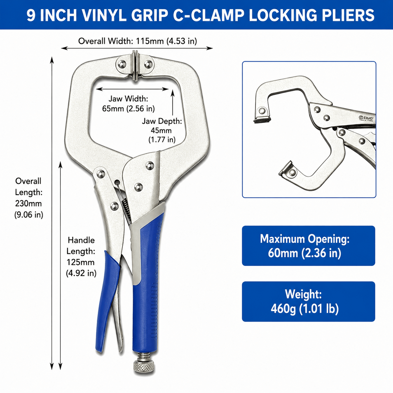 4PCS C-Clamp Locking Pliers Set 6" 9" 11" 14" Heavy Duty Swivel Pad Grip Welding Clamp Tool 4CCLP - with | Sold by Uncle Wiener's Wholesale