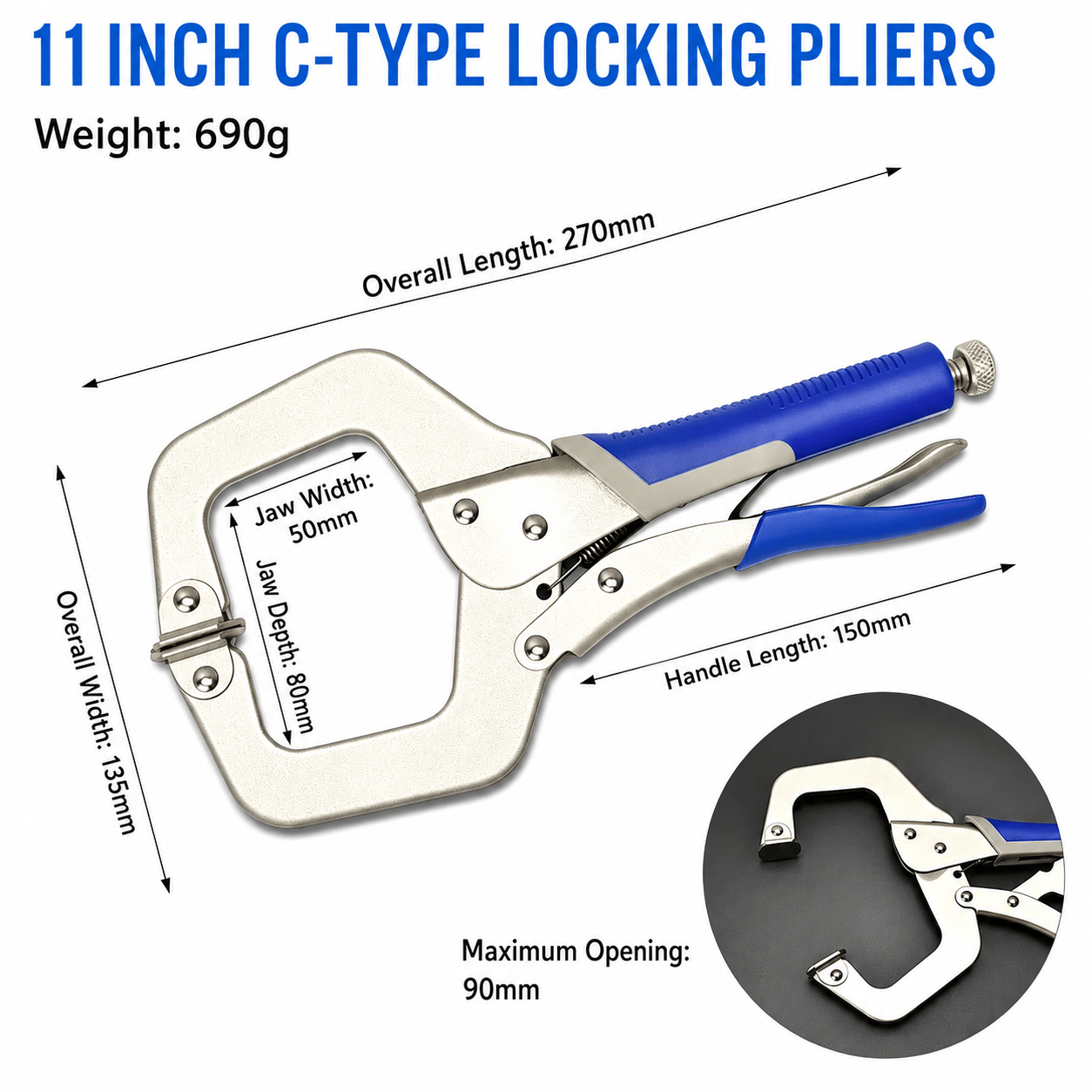 4PCS C-Clamp Locking Pliers Set 6" 9" 11" 14" Heavy Duty Swivel Pad Grip Welding Clamp Tool 4CCLP - with | Sold by Uncle Wiener's Wholesale