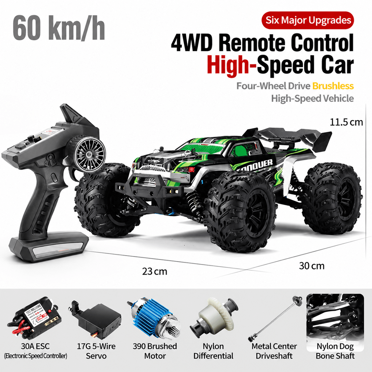 4WD Off - Road RC Monster Truck High - Speed Remote Control Car – Green & Purple - with Green | Sold by Uncle Wiener's Wholesale