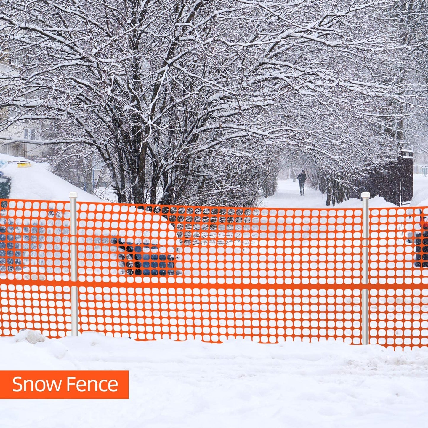 4x50 FT Plastic Snow Fence – Green & Orange Wind/Safety Barrier | 57WF5 / 57WF6 - with Orange Fence | Sold by Uncle Wiener's Wholesale