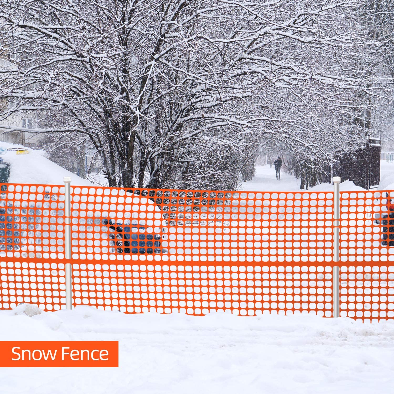 4x50 FT Plastic Snow Fence – Green & Orange Wind/Safety Barrier | 57WF5 / 57WF6 - with Orange Fence | Sold by Uncle Wiener's Wholesale