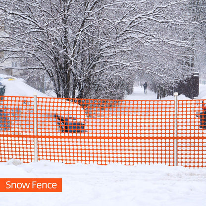 4x50 FT Plastic Snow Fence – Green & Orange Wind/Safety Barrier | 57WF5 / 57WF6 - with Orange Fence | Sold by Uncle Wiener's Wholesale