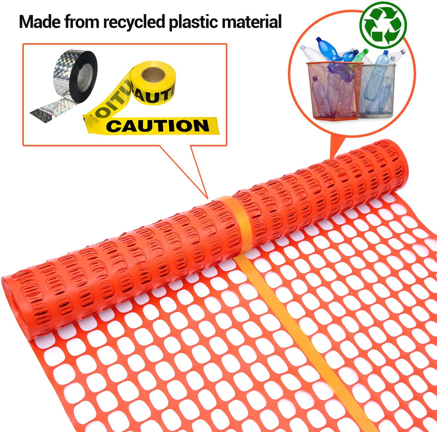 4x50 FT Plastic Snow Fence – Green & Orange Wind/Safety Barrier | 57WF5 / 57WF6 - with Orange Fence | Sold by Uncle Wiener's Wholesale