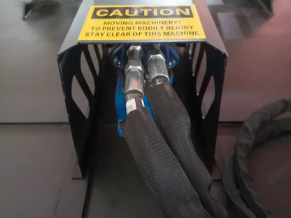 72 inch skid steer brush mower angled view

Underside of heavy-duty cutting blades

66 inch mower installed on skid steer

Skid steer clearing brush and saplings

Blade set and replacement part display