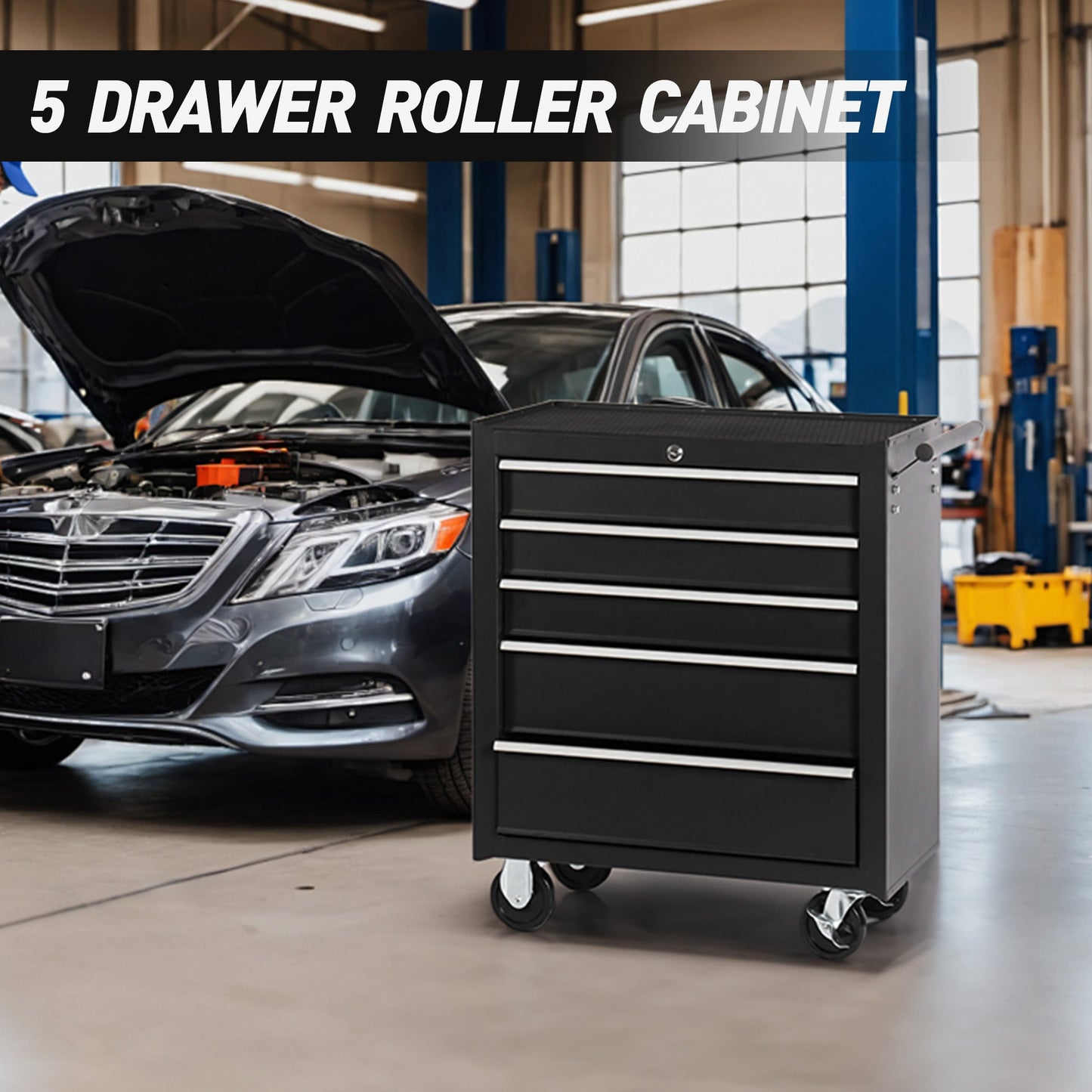 5 Drawer Garage Tool Cabinet Heavy Duty Steel Rolling Storage with Casters 31305 - with Orange | Sold by Uncle Wiener's Wholesale