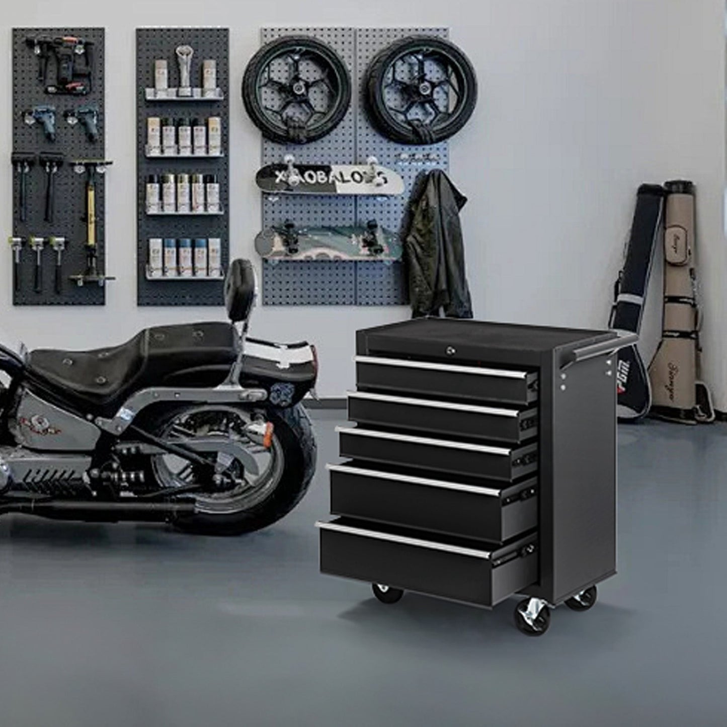 5 Drawer Garage Tool Cabinet Heavy Duty Steel Rolling Storage with Casters 31305 - with Orange | Sold by Uncle Wiener's Wholesale
