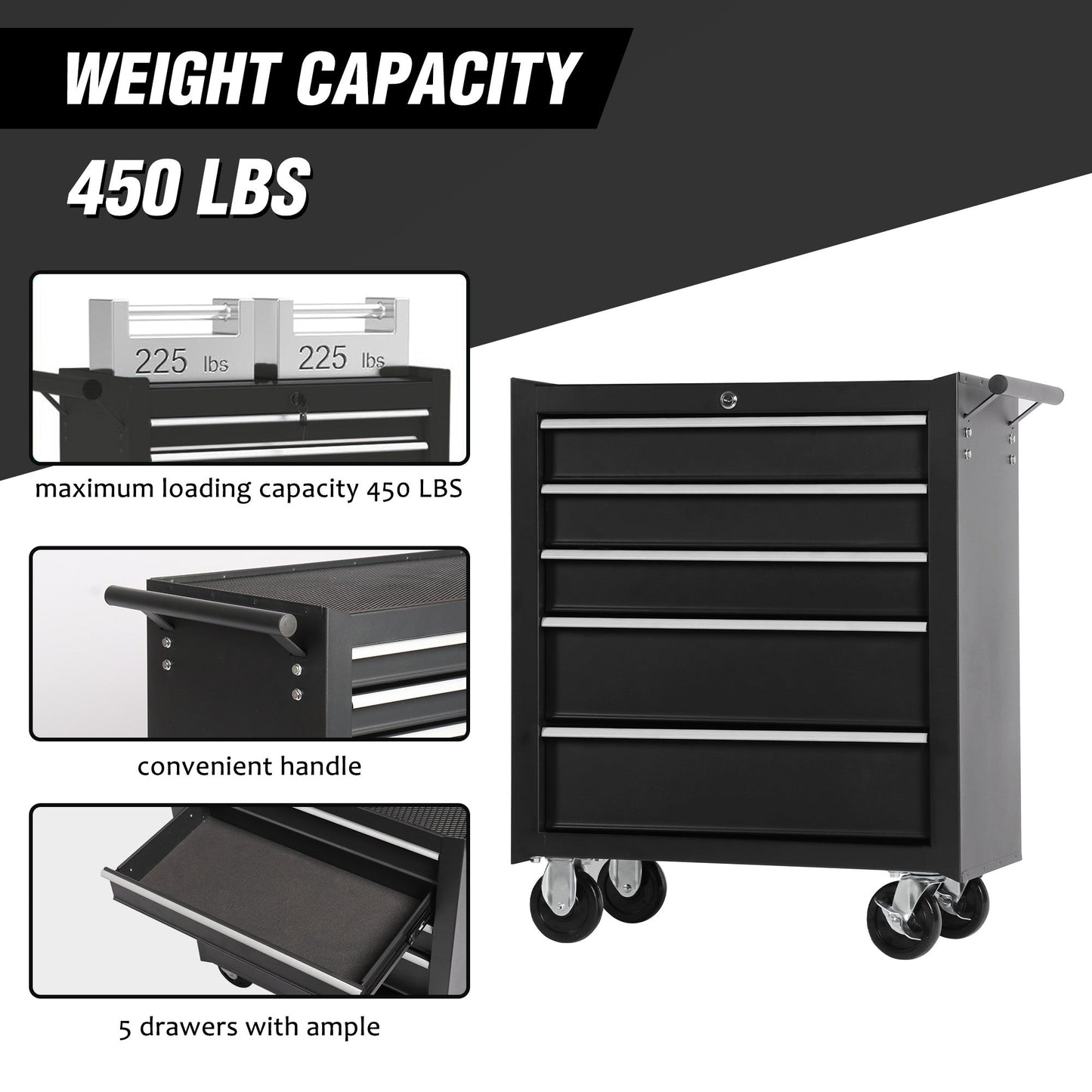 5 Drawer Garage Tool Cabinet Heavy Duty Steel Rolling Storage with Casters 31305 - with Orange | Sold by Uncle Wiener's Wholesale