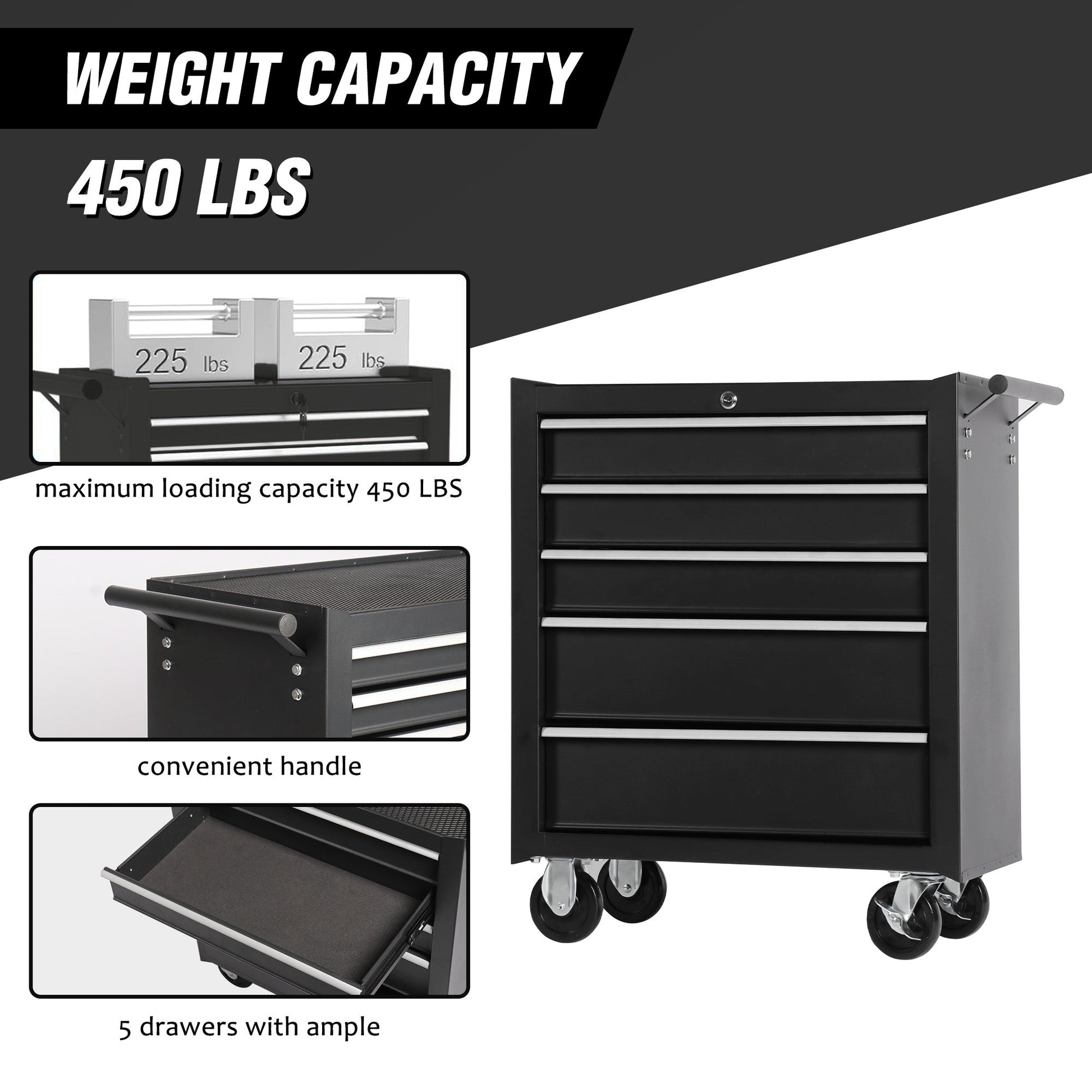 5 Drawer Garage Tool Cabinet Heavy Duty Steel Rolling Storage with Casters 31305 - with Orange | Sold by Uncle Wiener's Wholesale