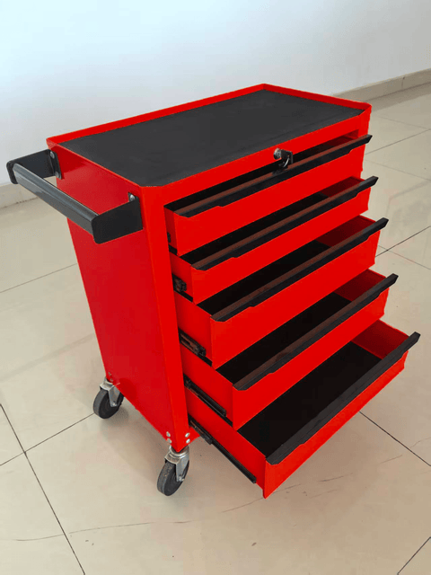 5 - Drawer Rolling Tool Cabinet with Lock & Wheels – Heavy - Duty Steel Storage | SKU: KN203305P - Tool Bench with | Sold by Uncle Wiener's Wholesale