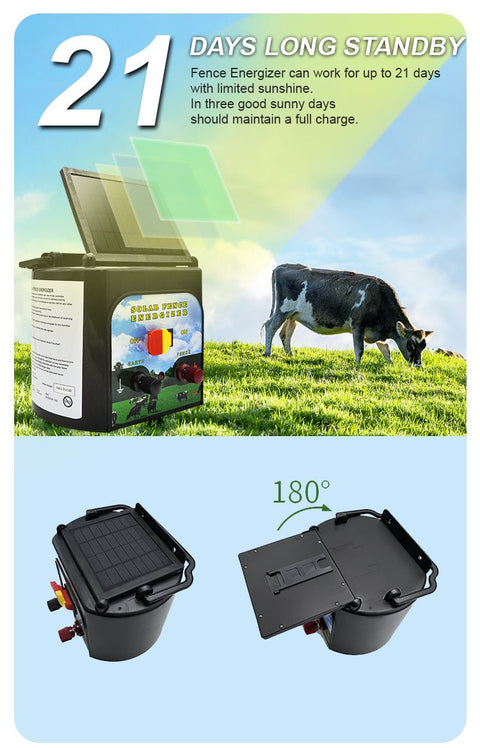 5 KM Solar Electric Fence Energiser – Livestock & Pet Control WTCS015 - with | Sold by Uncle Wiener's Wholesale