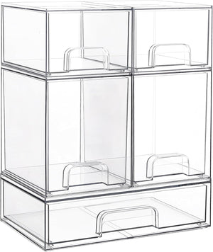 5 Pc Clear Plastic Fridge Storage Box Set Organizer Bin Set Transparent SC2215
