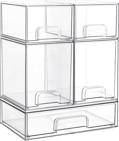 5 Pc Clear Plastic Fridge Storage Box Set Organizer Bin Set Transparent SC2215 - with | Sold by Uncle Wiener's Wholesale