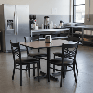 5-Piece Bar Height Table & Chairs Set – Commercial Grade Black Frame with 30"x30" Reversible Top